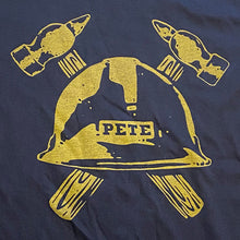 Load image into Gallery viewer, Gold and Black Pete&#39;s helmet shirt closeup
