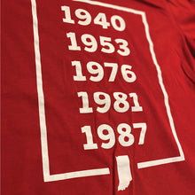 Load image into Gallery viewer, Indiana Hoosier Banner Years shirt closeup
