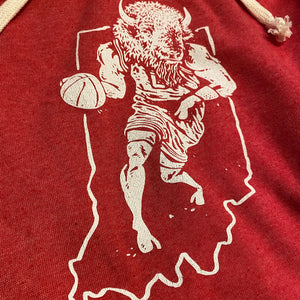 Indiana Bison basketball hoodie closeup