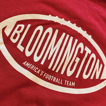 Load image into Gallery viewer, Bloomington America&#39;s Football Team heather red shirt closeup
