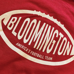 Bloomington America's Football Team heather red shirt closeup