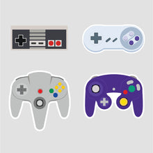 Load image into Gallery viewer, Nintendo, Super Nintendo, Nintendo 64, and Gamecube controllers
