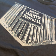 Load image into Gallery viewer, Purdue West Lafayette Football black shirt closeup

